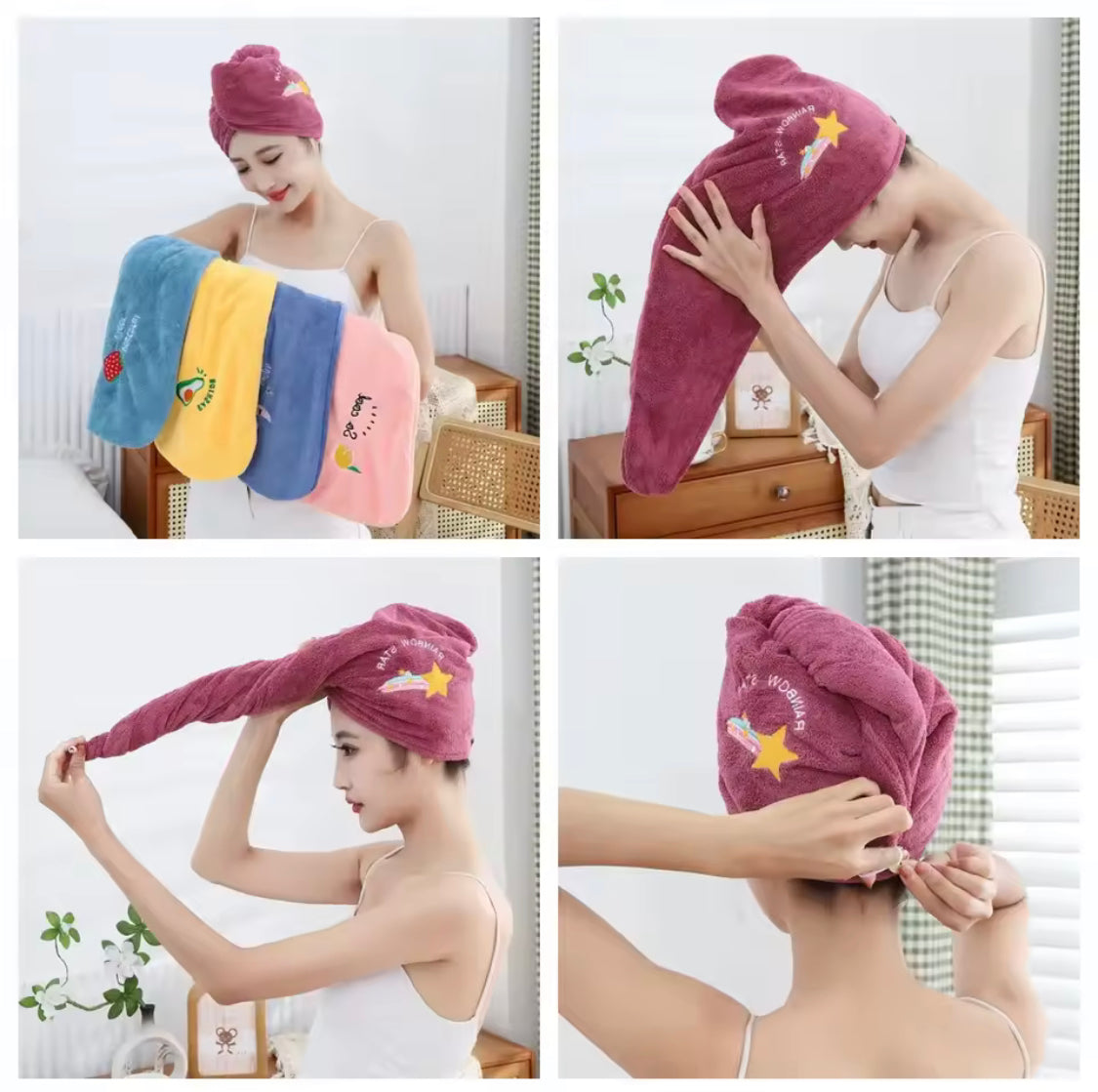 Microfiber Shower Cap Towel, Quick Dry Hair Cap, Bath Hats for Women, Super Absorbent Soft Cap Towel Microfiber Shower Cap Towel, Quick Dry Hair Cap, Bath Hats for Women, Super Absorbent Soft Cap Towel
